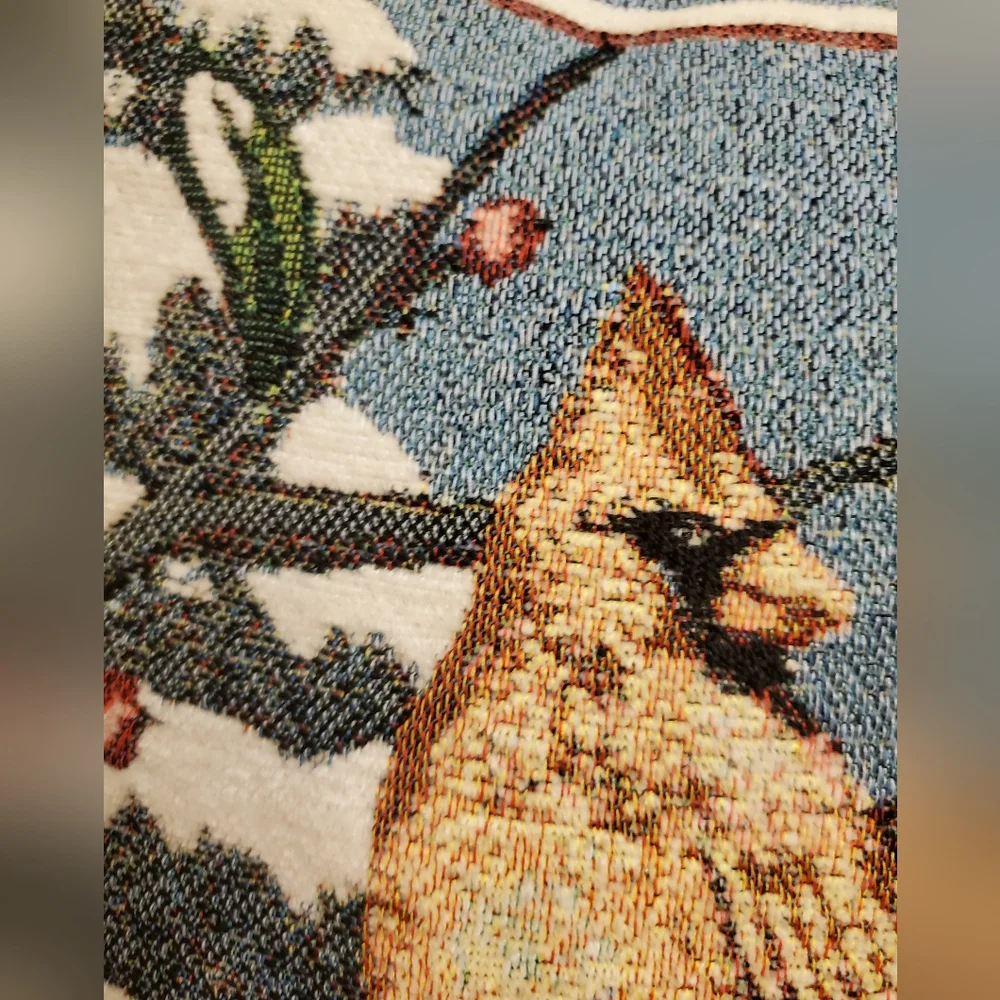 Tapestry Style Winter Scene Throw Pillow